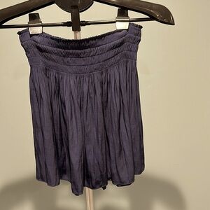RAMY BROOK silk, navy, mini-skirt with gathered detailing at the waist.  Size XS